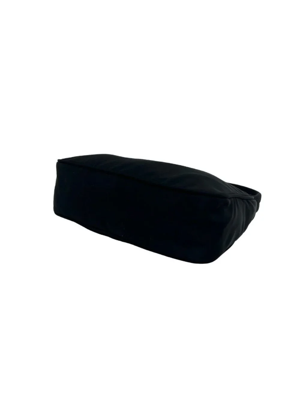 Prada Triangle Logo Plate Tessuto Nylon Mini Handbag Pouch Black